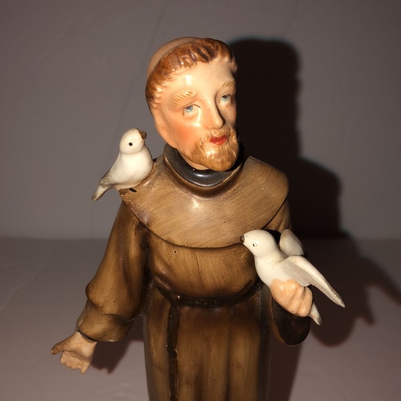 Vintage St. Francis of Assisi Porcelain Statue 8” Tall - Picture 5 of 9